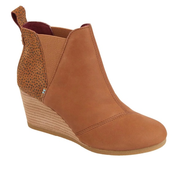 TOMS Kelsey Wedge Boot - Tan Leather / Mini Cheetah Suede (Size 8.5) - Picture 10 of 10